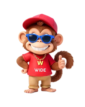 Mascota de Wide saludando con el pulgar arriba